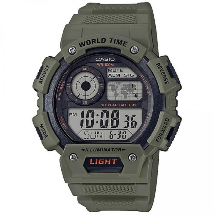 Чоловічий годинник Casio (AE-1400WH-3AVCF) спортивний, водонепроникний