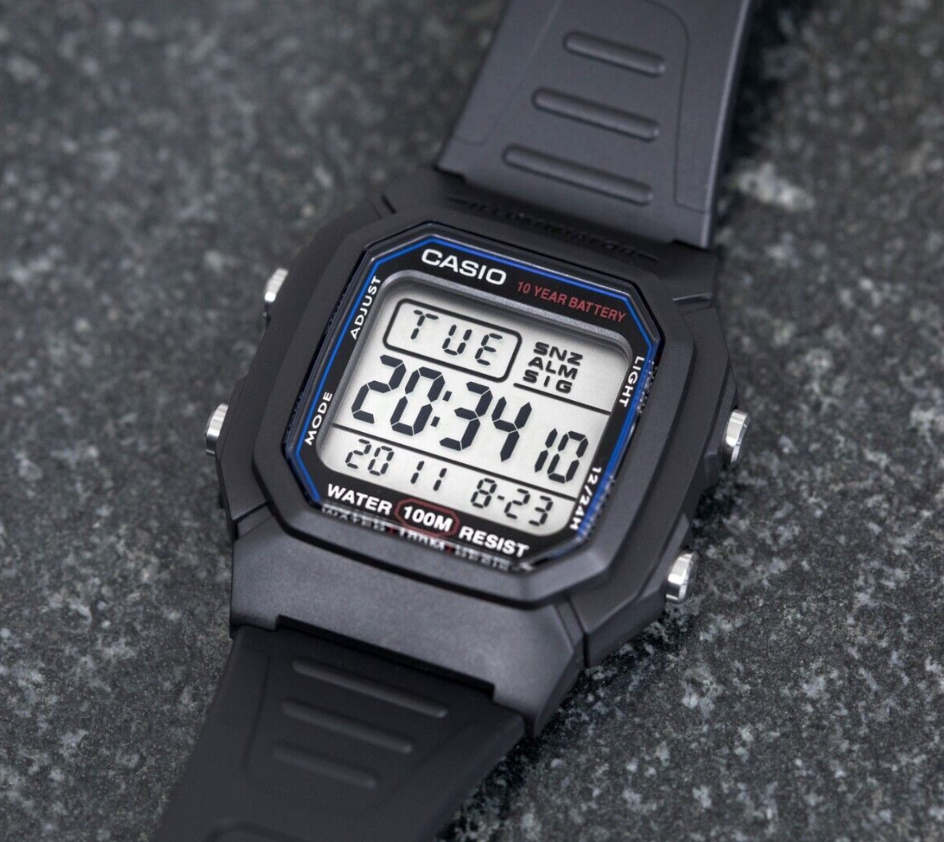 Чоловічий годинник Casio Standard Digital (W-800H-1AVEF, W-800h-1AVCF, W-800H-1AVES), батарейка - 10 років!