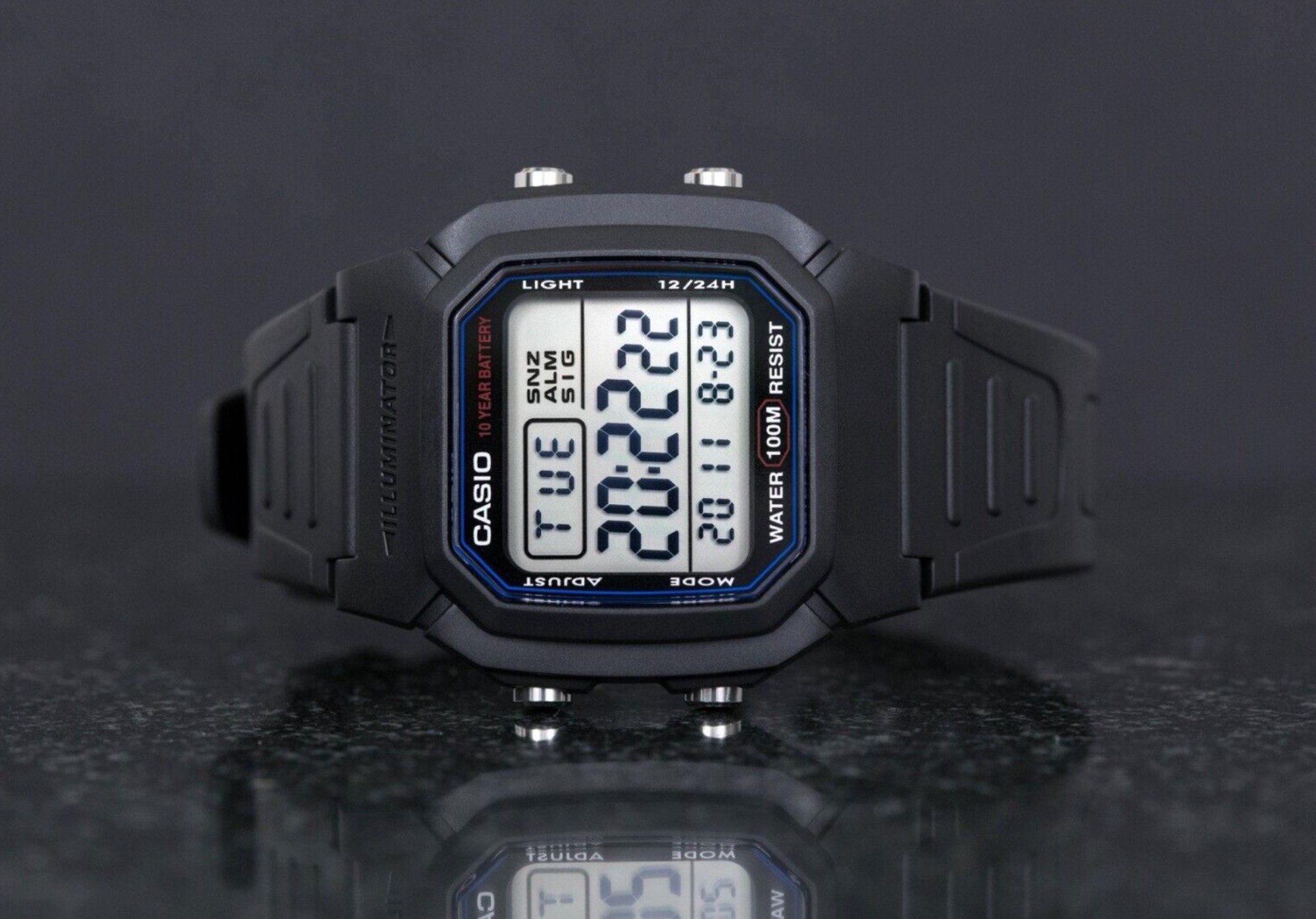 Чоловічий годинник Casio Standard Digital (W-800H-1AVEF, W-800h-1AVCF, W-800H-1AVES), батарейка - 10 років!