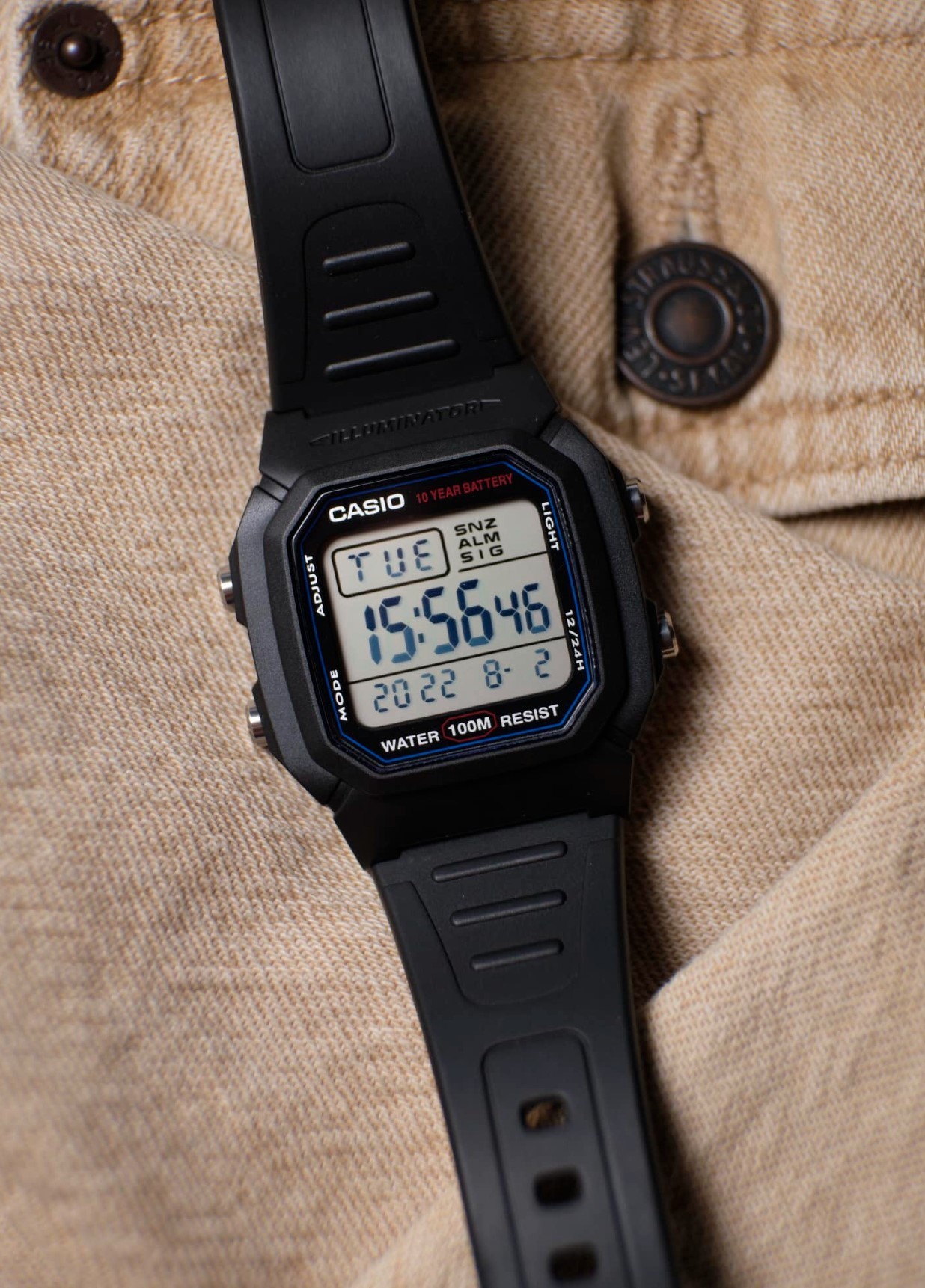 Чоловічий годинник Casio Standard Digital (W-800H-1AVEF, W-800h-1AVCF, W-800H-1AVES), батарейка - 10 років!