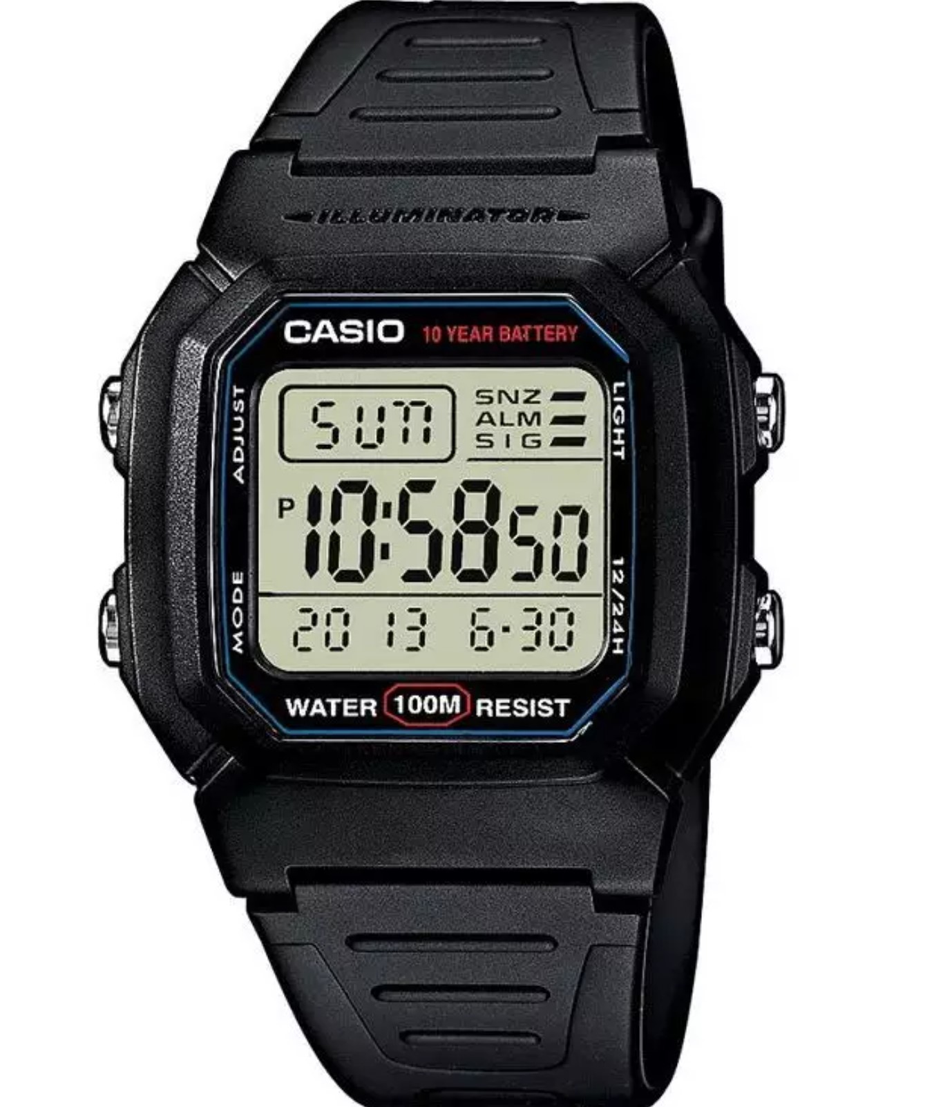 Чоловічий годинник Casio Standard Digital (W-800H-1AVEF, W-800h-1AVCF, W-800H-1AVES), батарейка - 10 років!