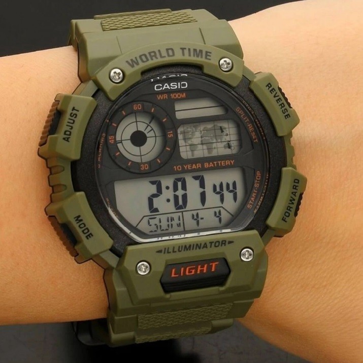 Чоловічий годинник Casio (AE-1400WH-3AVCF) спортивний, водонепроникний