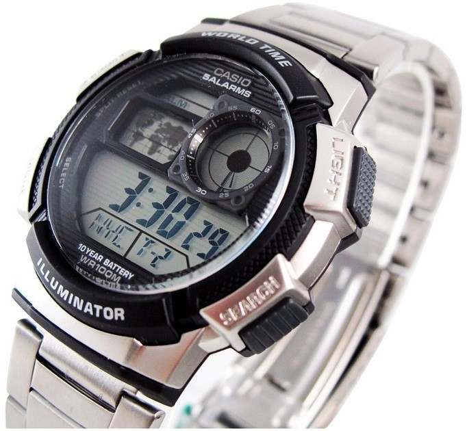 Чоловічий годинник Casio Standard Digital (AE-1000WD-1AVEF / AE1000WD-1AVCF), спортивний водонепроникний