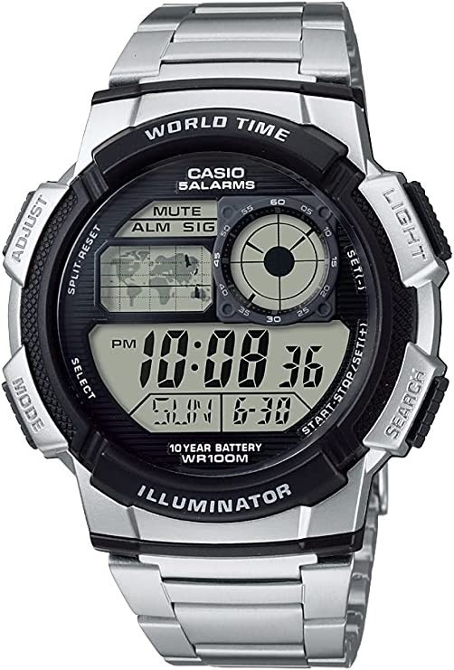 Чоловічий годинник Casio Standard Digital (AE-1000WD-1AVEF / AE1000WD-1AVCF), спортивний водонепроникний