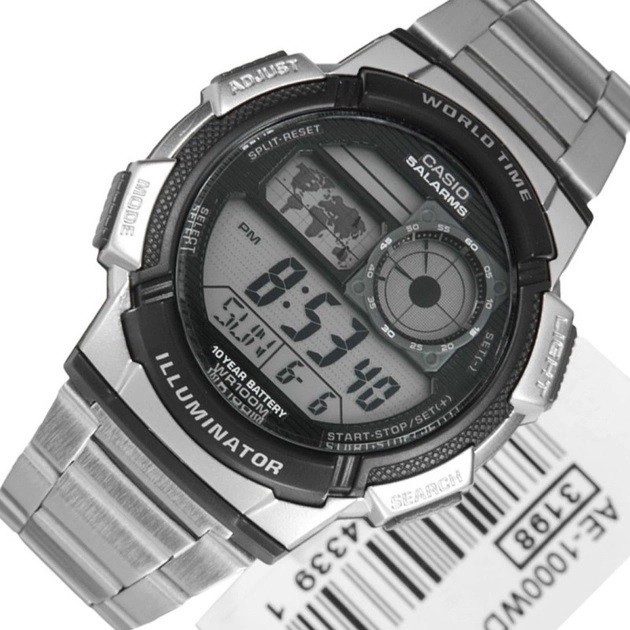 Чоловічий годинник Casio Standard Digital (AE-1000WD-1AVEF / AE1000WD-1AVCF), спортивний водонепроникний