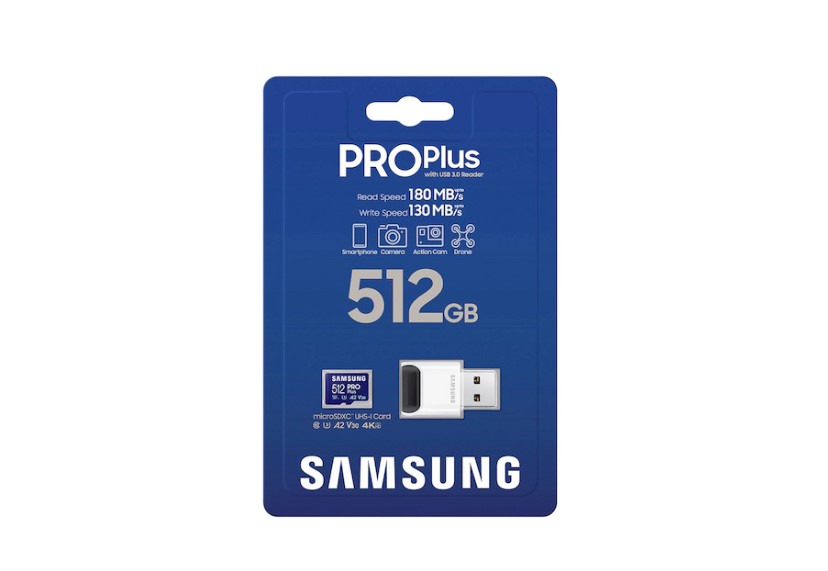 Карта пам'яті Samsung 512 GB microSDXC UHS-I C10, U3, V30, A2 PRO Plus + Reader MB-MD512SB