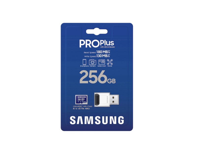 Карта пам'яті Samsung 256 GB PRO Plus microSDXC UHS-I C10, U3, V30, A2 (2023) + Reader MB-MD256SB