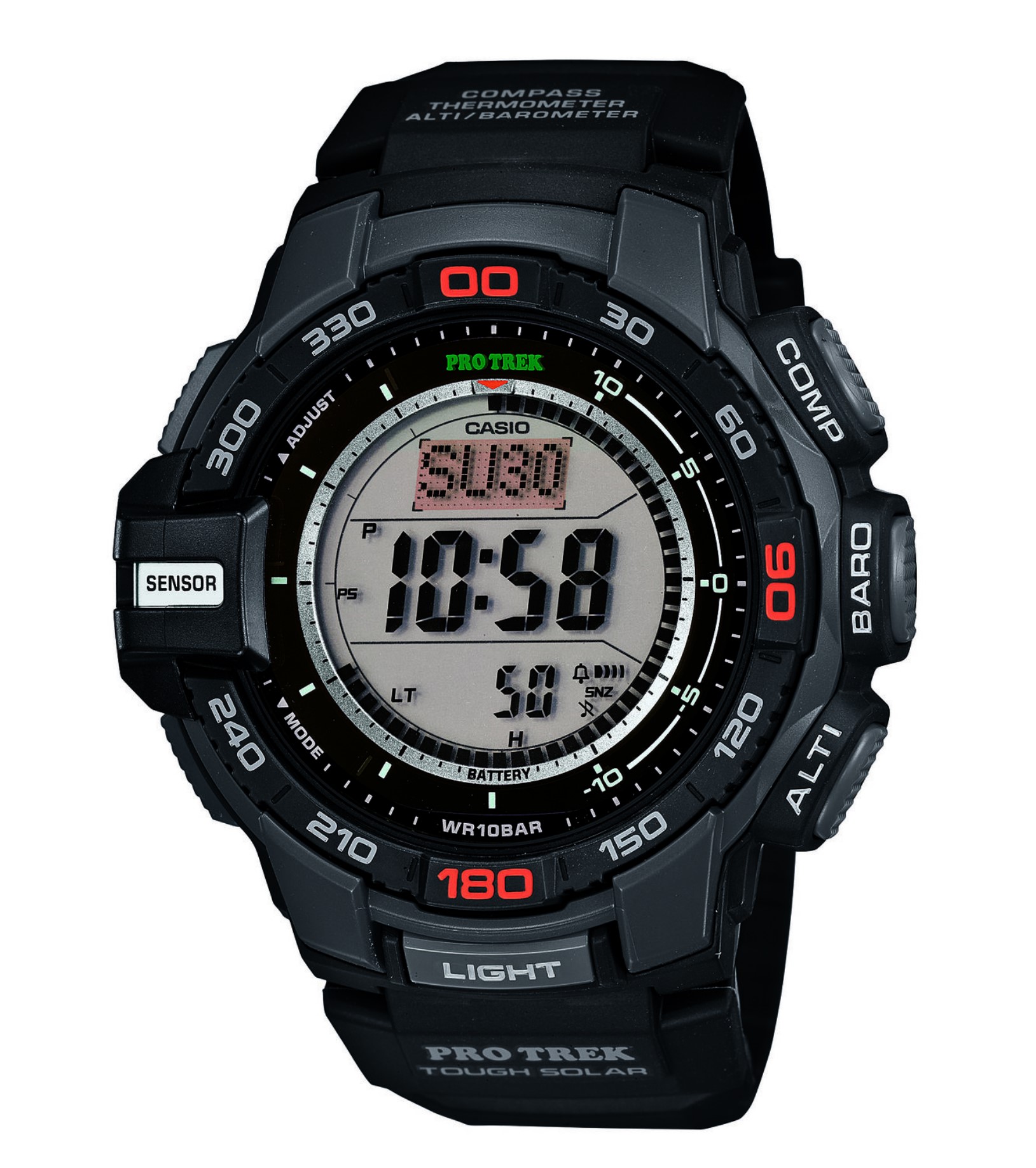 Чоловічий годинник Casio Pro Trek PRG-270-1CR (PRG-270-1ER) Tough Solar Triple Sensor, Чорний
