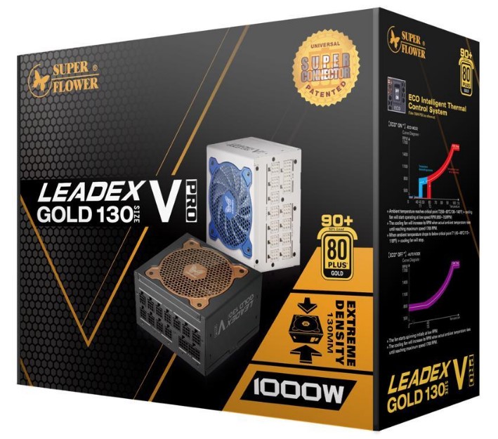 Блок живлення Super Flower Leadex V Gold PRO 1000W 130mm 80+ Gold Black (SF-1000F14TG), Full Modular, Ultra-Flexible Flat Ribbon Cab