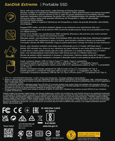 SSD накопичувач SanDisk Extreme Portable V2 2 TB (SDSSDE61-2T00-G25M)