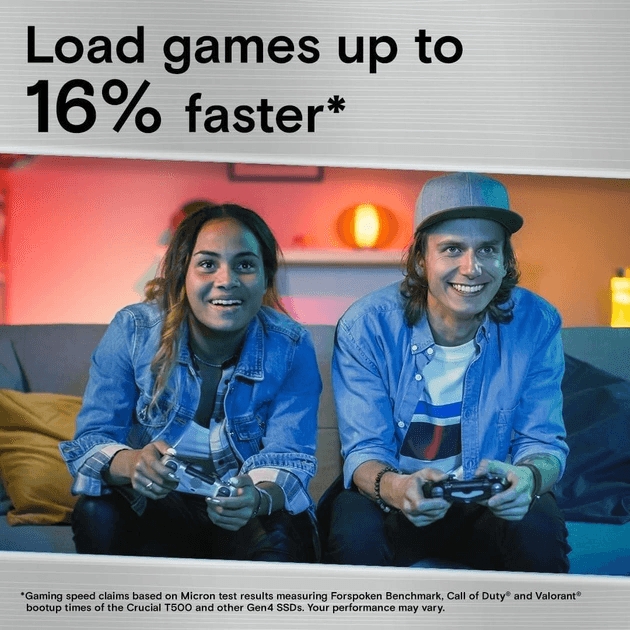 SSD накопичувач Crucial T500 2TB with Heatsink (CT2000T500SSD5) з радіатором! (up to 7400/7000 MB/s), Сумісний з Playstation 5