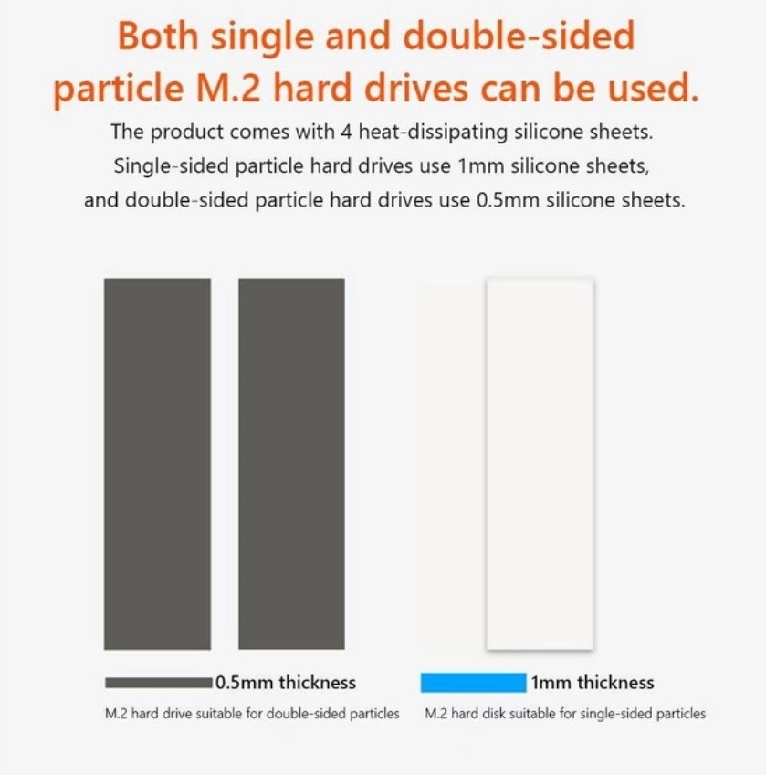 Радіатор охолодження SSD M.2 2280 + термопрокладки (Silver, Red, Black), Сумісний з Playstation 5 !!