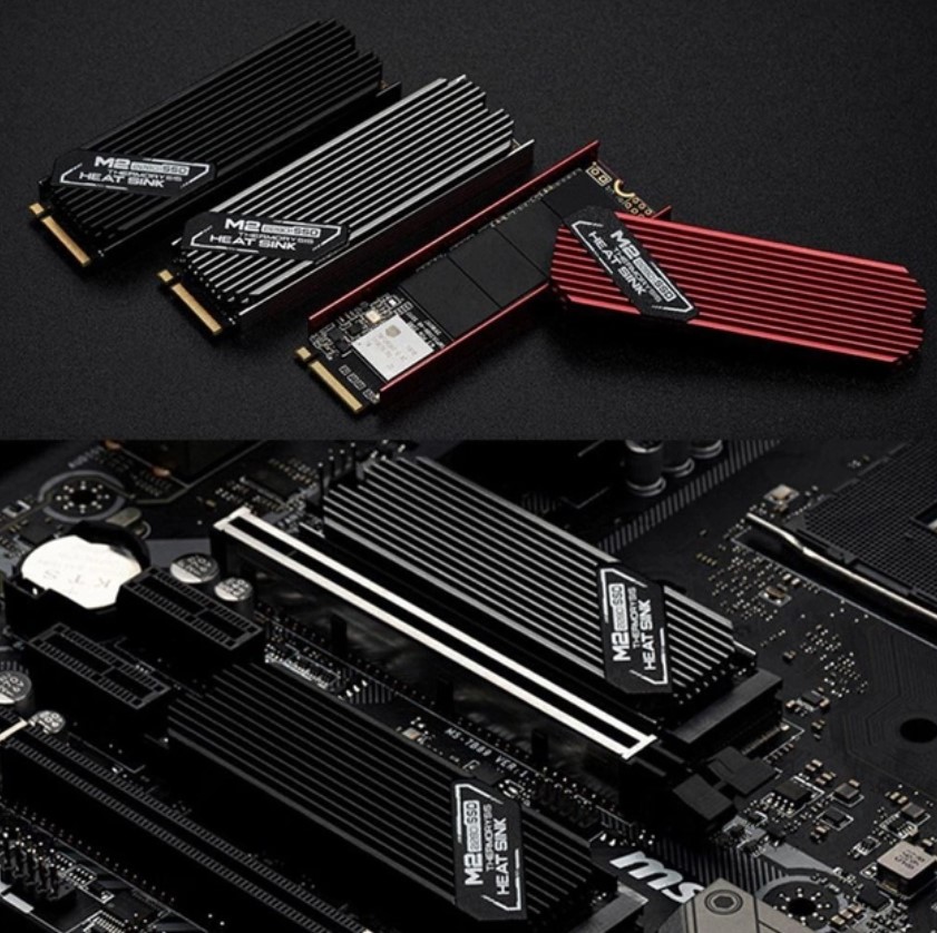 Радіатор охолодження SSD M.2 2280 + термопрокладки (Silver, Red, Black), Сумісний з Playstation 5 !!