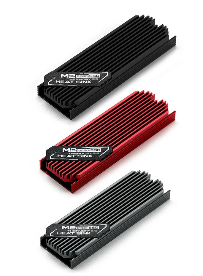 Радіатор охолодження SSD M.2 2280 + термопрокладки (Silver, Red, Black), Сумісний з Playstation 5 !!