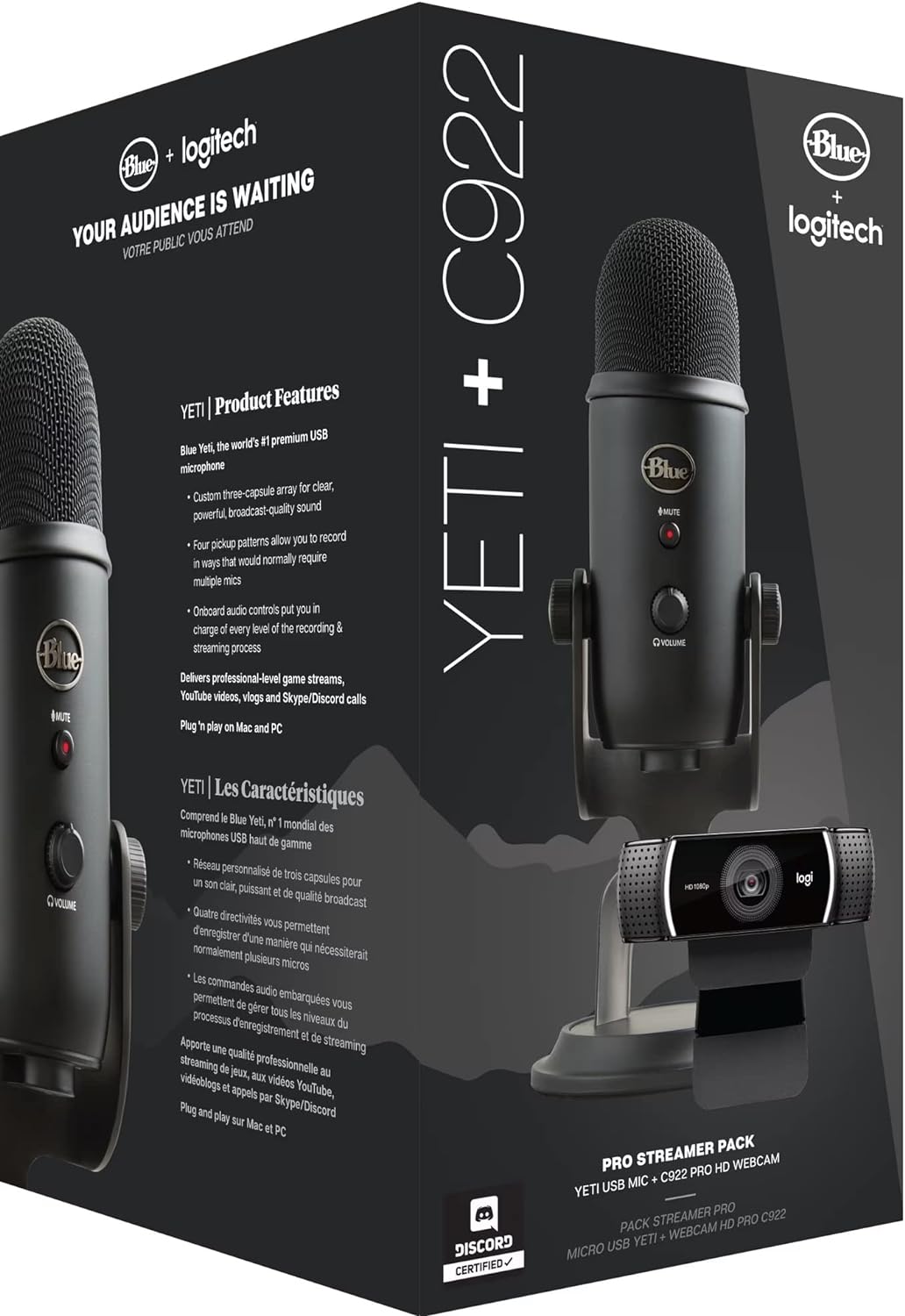 Комплект Logitech Logitech Blue Microphones Yeti Blackout+Webcam C922