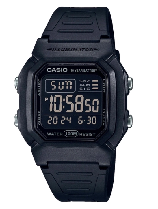 Чоловічий годинник Casio Standard Digital (W-800H-1BVEF, W-800h-1BVCF, W-800H-1BVES), батарейка - 10 років!
