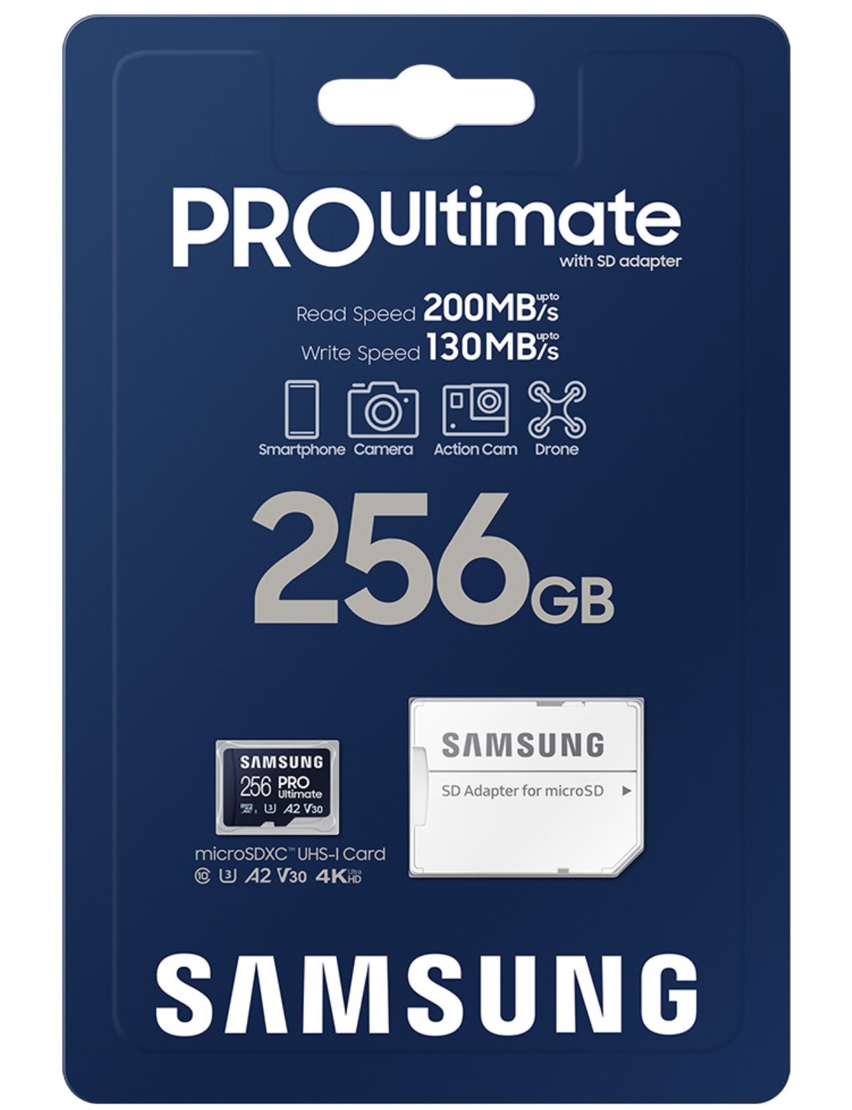 Карта пам'яті SAMSUNG 256GB PRO Ultimate microSD (MB-MY256SA) Новинка! Up to 200 MB/s, 4K UHD, UHS-I, Class 10, U3,V30, A2