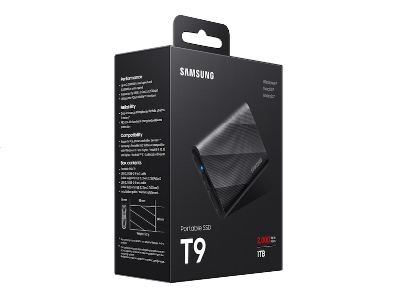 Відкрита коробка - SSD накопичувач Samsung T9 1 TB Black (MU-PG1T0B) - Open Box