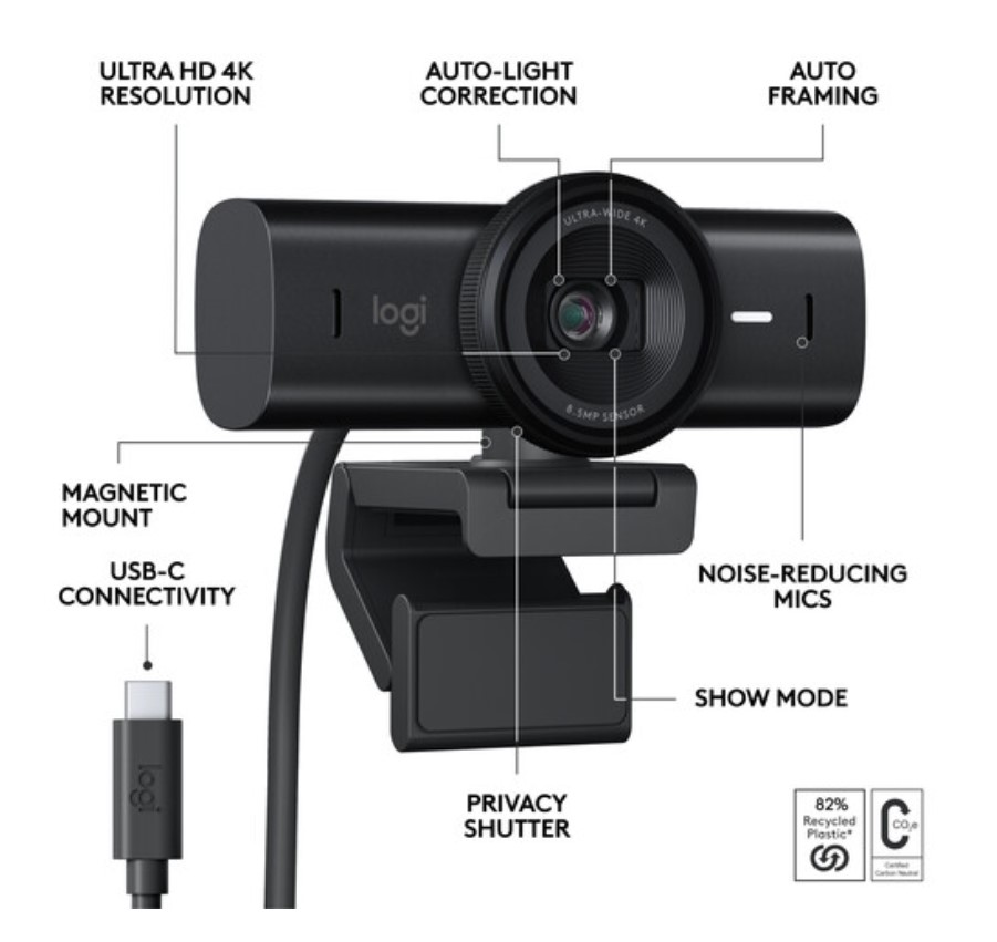 Веб-камера Logitech MX Brio 4K Black (960-001558)