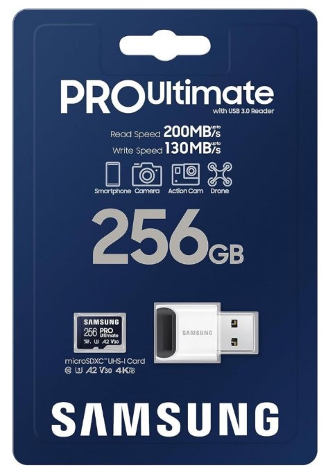 Карта пам'яті Samsung 256 GB microSDXC UHS-I U3 V30 A2 Pro Ultimate + Reader (MB-MY256SB)