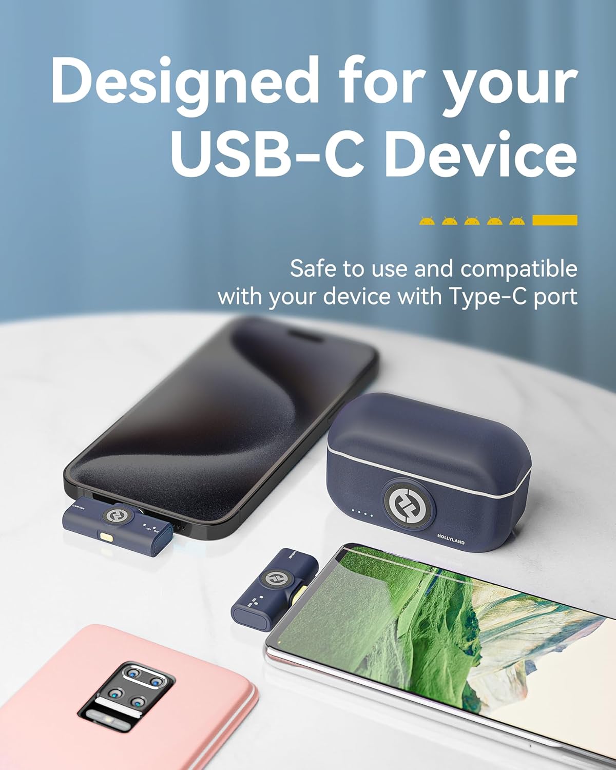 Мікрофонна радіосистема для камери, для смартфона Hollyland Lark M2 Combo Ivory White