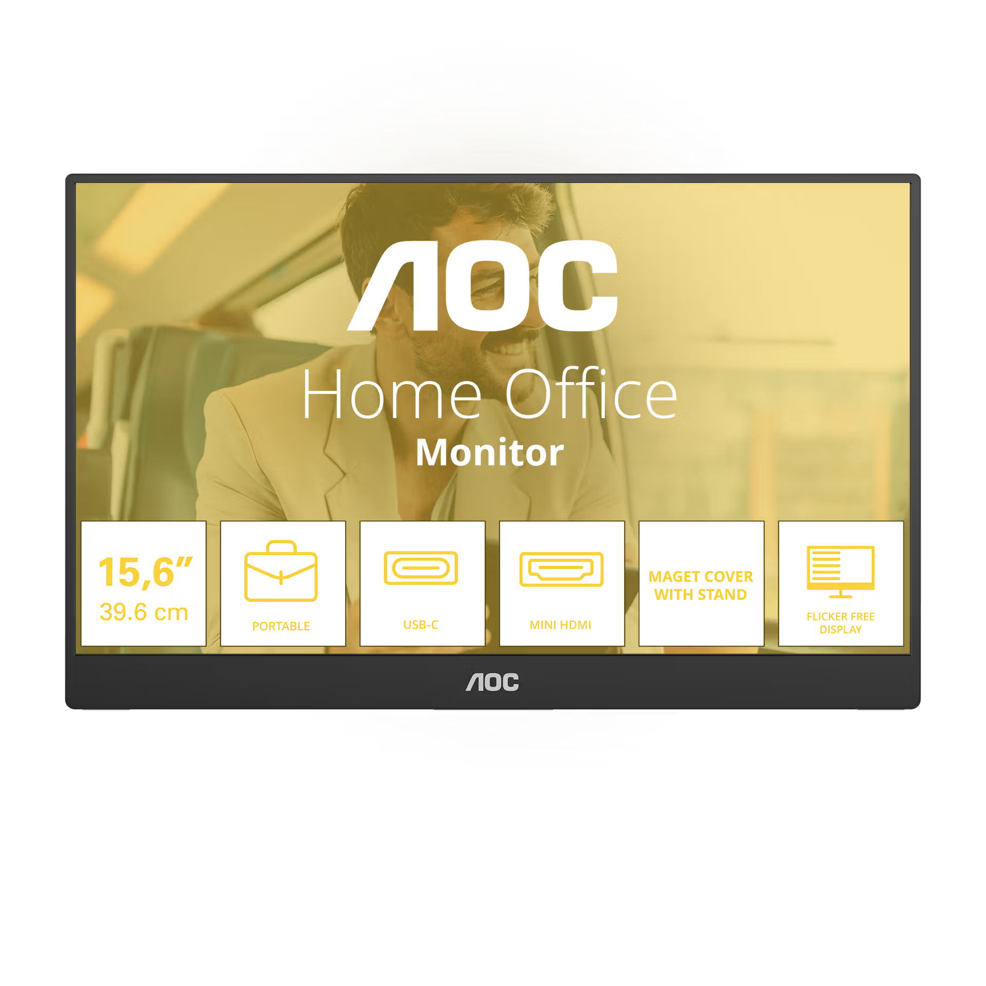 Портативний монітор AOC 16T20 Portable Monitor 15.6" FHD 1080p IPS Display, USB-C Portable Laptop Screen, Mini HDMI, Built-in Speakers, Travel Monitor with Smart Cover, Compatible with Laptops, MacBook, PS5, Xbox