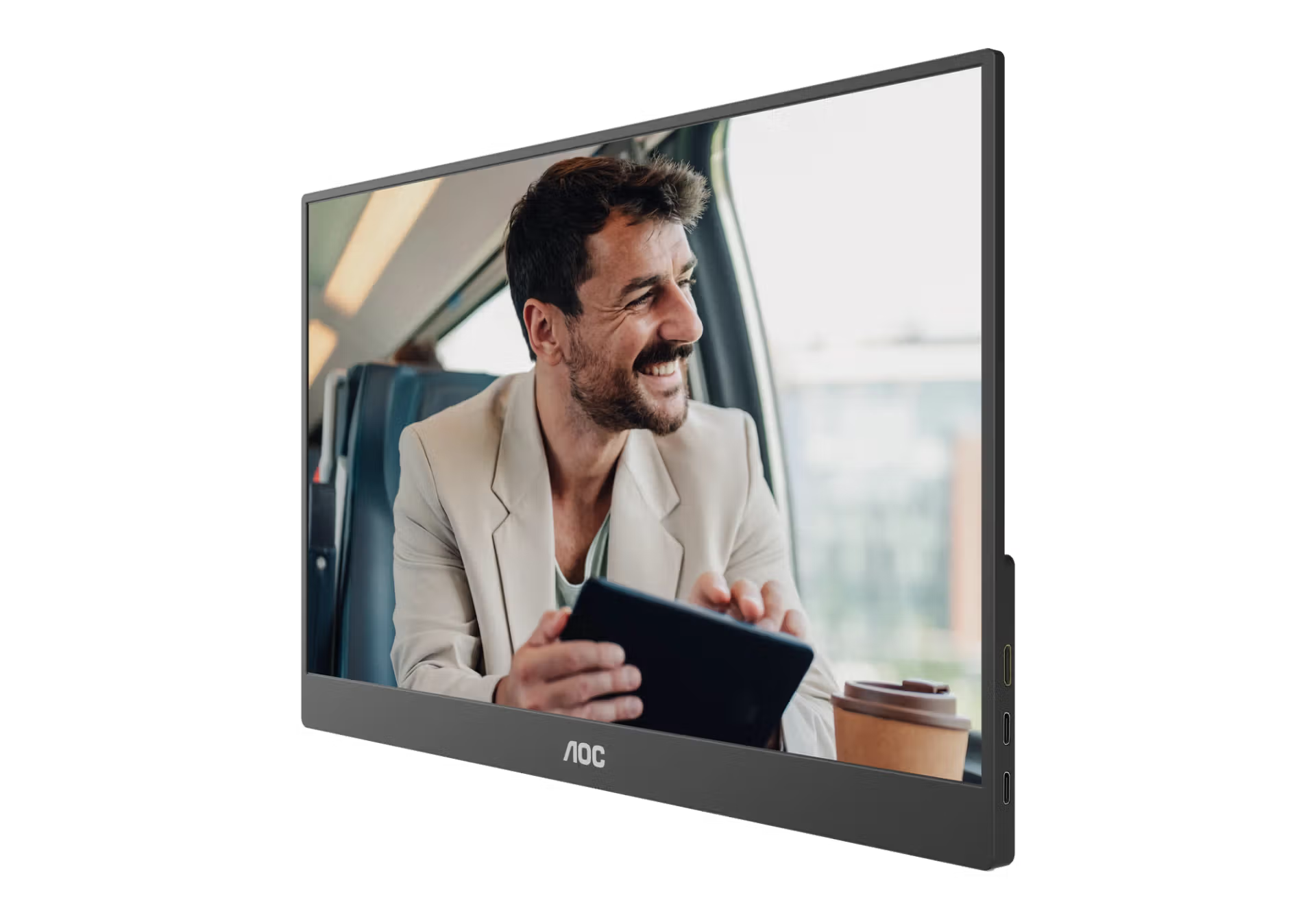Портативний монітор AOC 16T20 Portable Monitor 15.6" FHD 1080p IPS Display, USB-C Portable Laptop Screen, Mini HDMI, Built-in Speakers, Travel Monitor with Smart Cover, Compatible with Laptops, MacBook, PS5, Xbox
