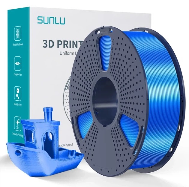Філамент SUNLU Silk PLA+ 1,75mm 1kg (04550326Z) Blue (Шовковий синій)