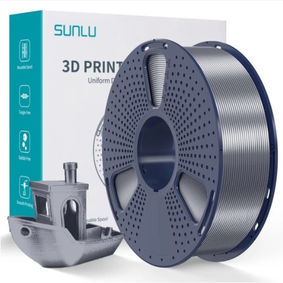 Філамент SUNLU Silk PLA+ 1,75mm 1kg (06850406Z) Grey (Шовковий сірий)