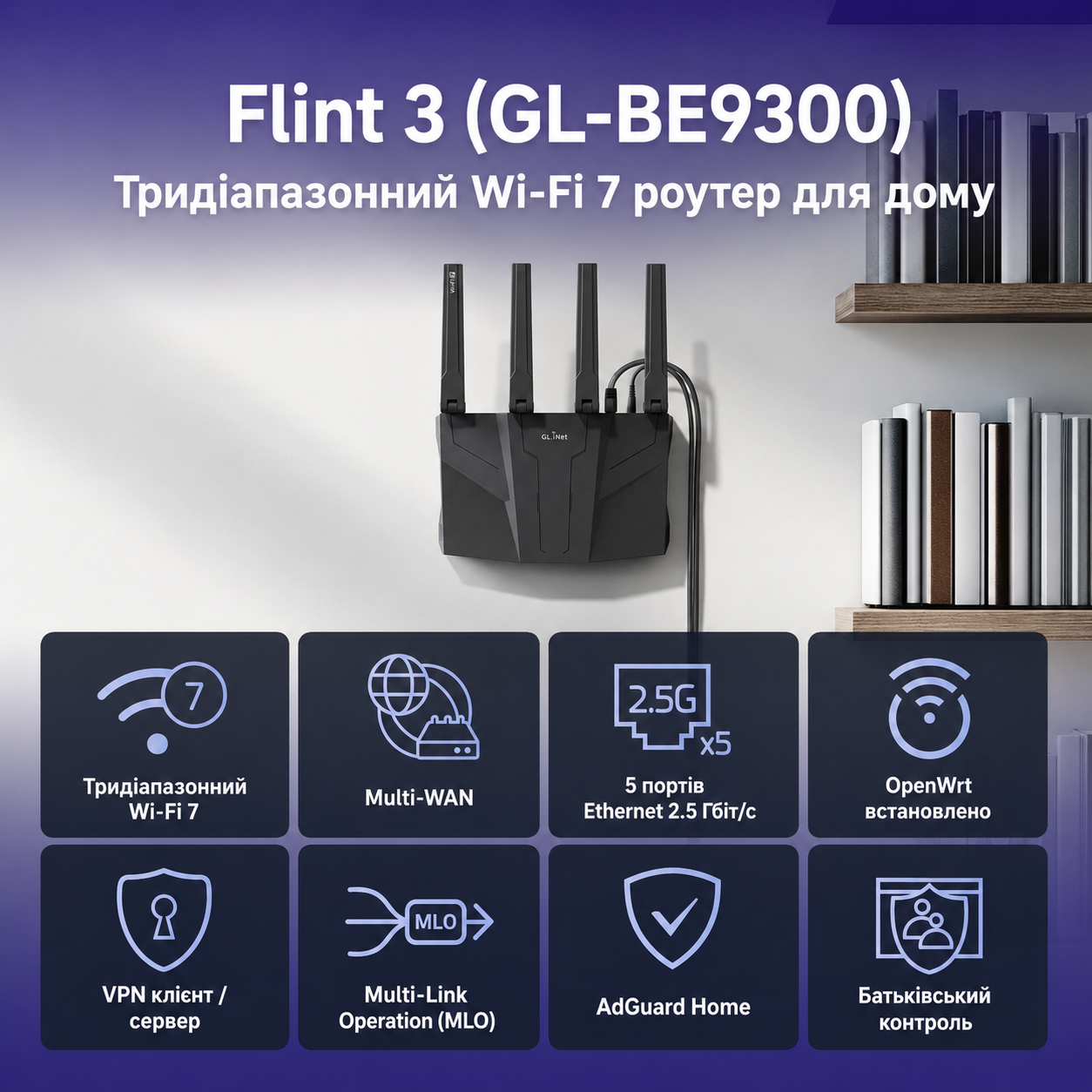 Wi-Fi-маршрутизатор GL.iNet Flint 3 (GL-BE9300)