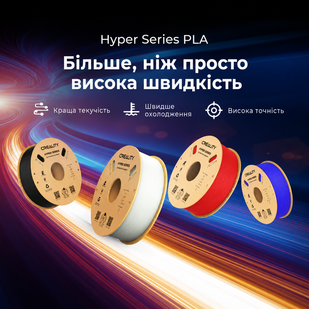 Філамент Creality Hyper PLA Rainbow Spring Lake 1.75 мм 1 кг (Райдужний Весняне озеро)/3301010424